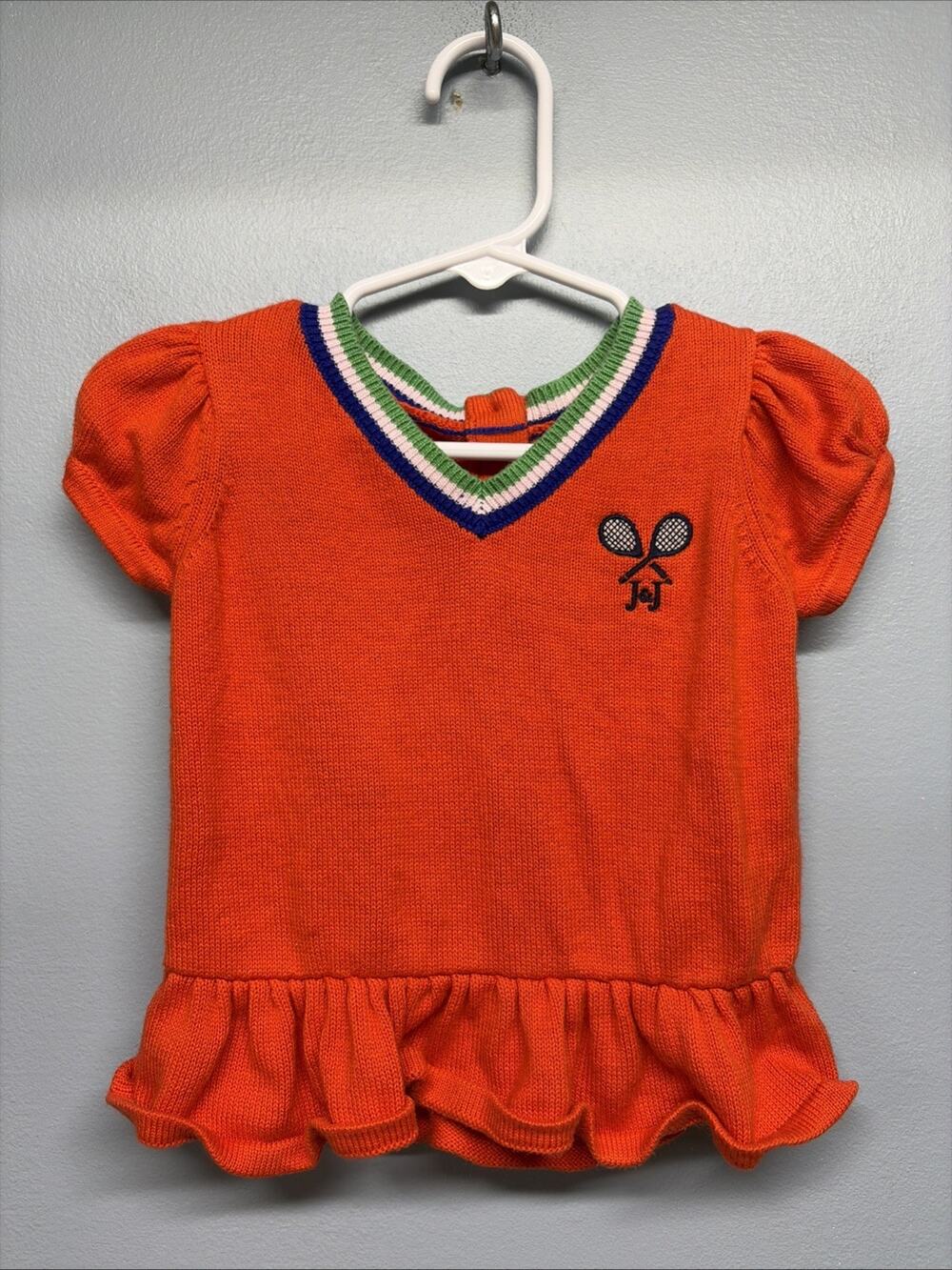 Janie and Jack Orange Tennis Themed Peplum Short Sleeve Top - Size 18-24 *FLAW*